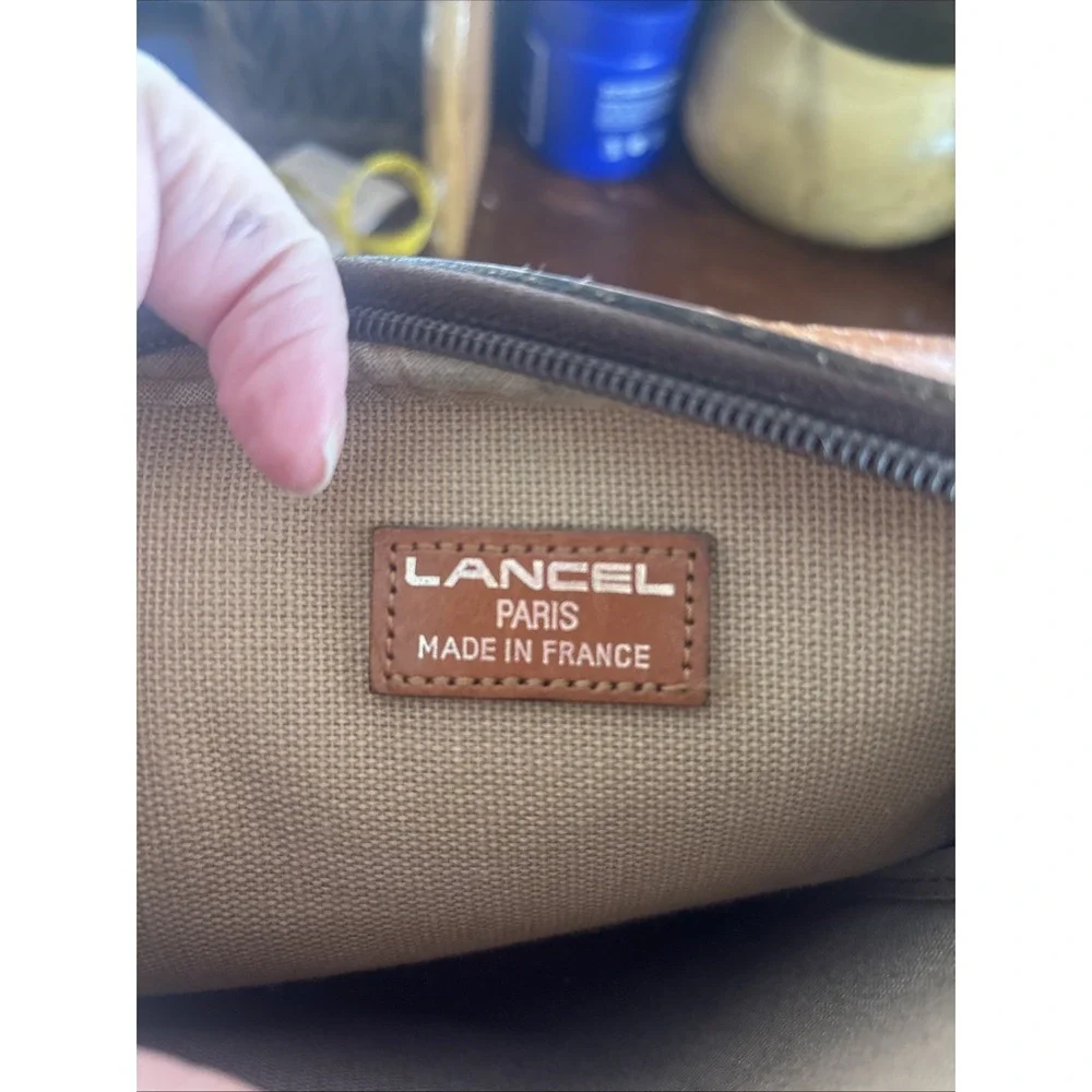 Lancel‎ Paris Unisex Tan Nylon Clutch Travel Bag Vintage Rare